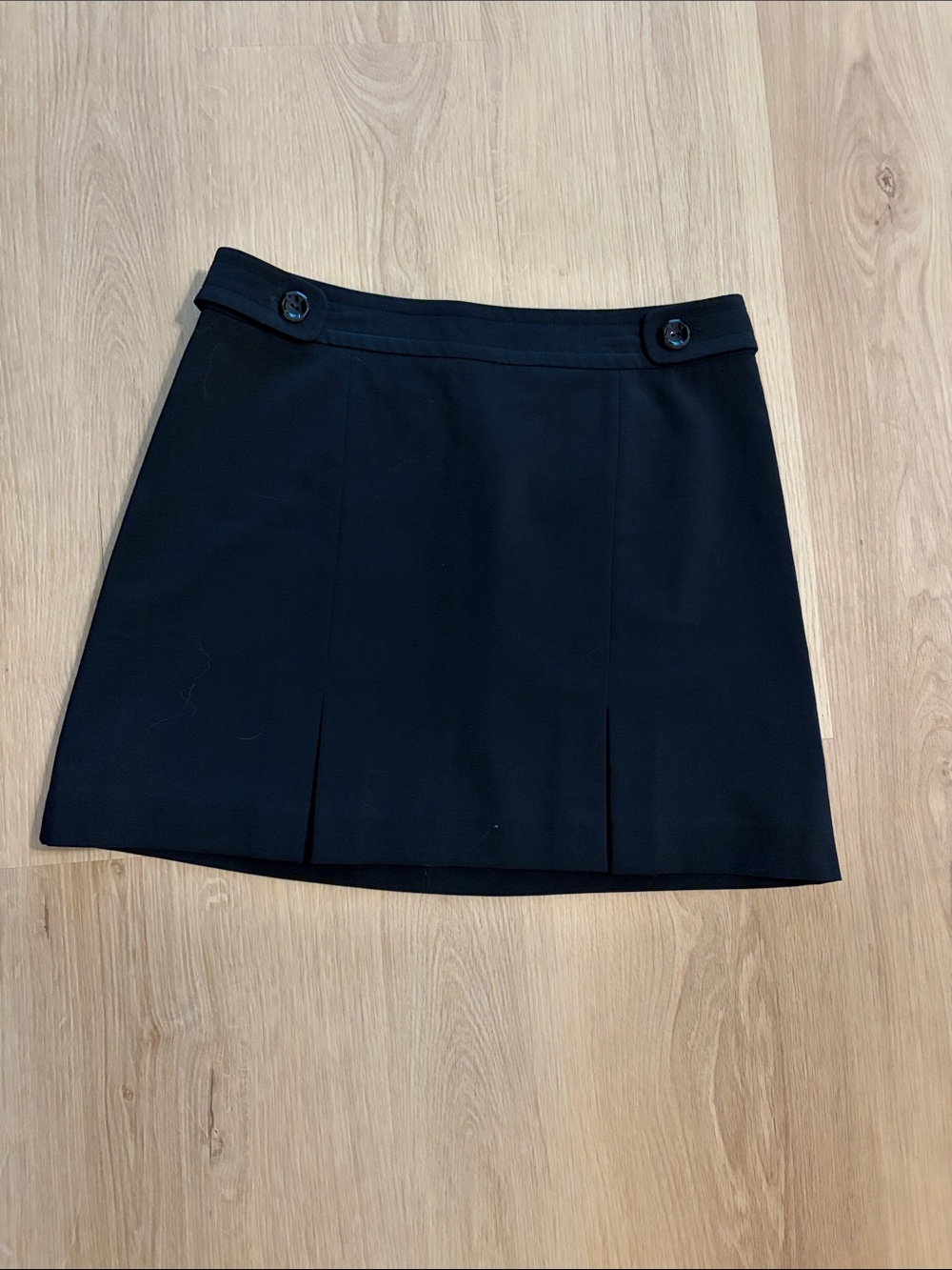 Teenflo Black Mini Skirt with Button-Tab Waist